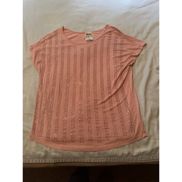 Women’s Vocal Studded Rhinesone Shirt Top In Pink Size Medium Made In USA - Picture 8 of 9